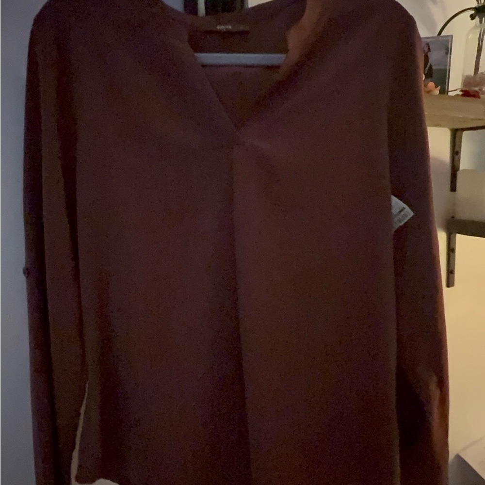 Elegant Women's Blouse - Deep Brown